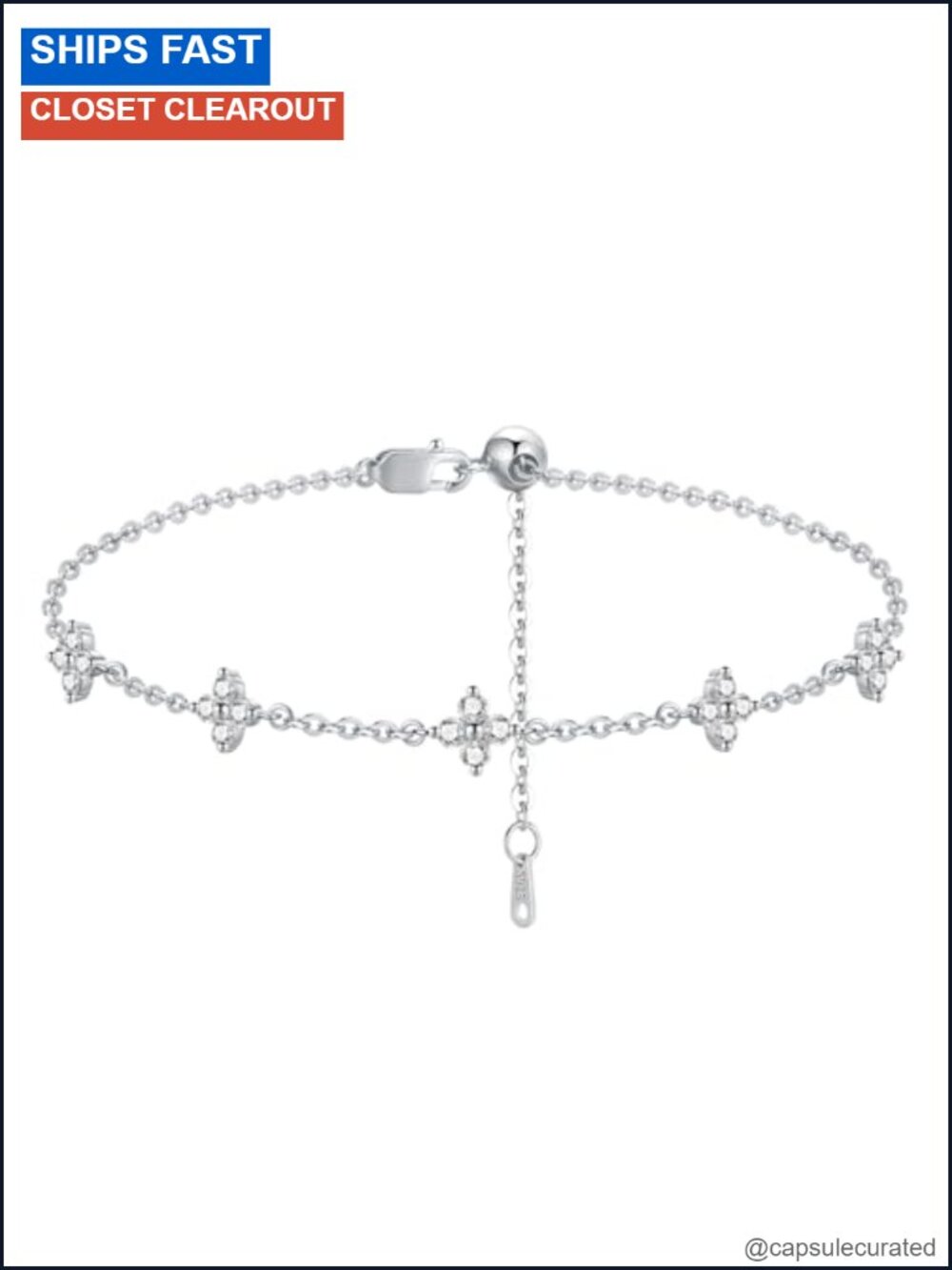 Moissanite Link Bracelet 925 Sterling Silver Adjustable